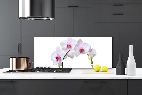 Panou sticla bucatarie Flori Floral Alb Roz