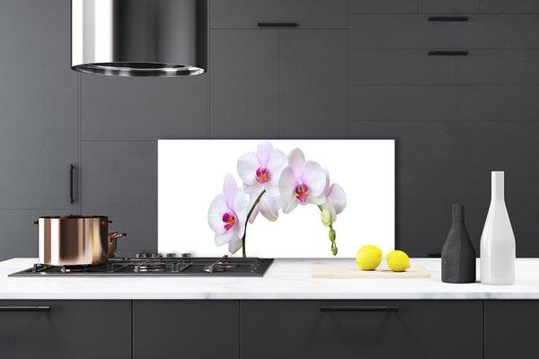 Panou sticla bucatarie Flori Floral Alb Roz