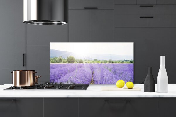 Panou sticla bucatarie Flori Meadow Natura Purple