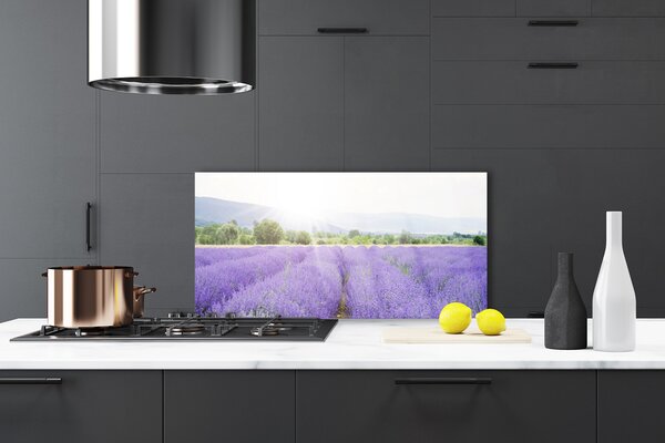 Panou sticla bucatarie Flori Meadow Natura Purple