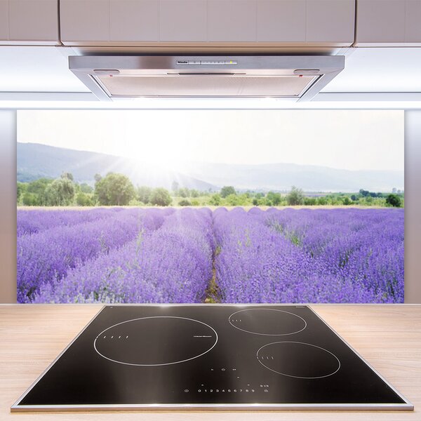 Panou sticla bucatarie Flori Meadow Natura Purple