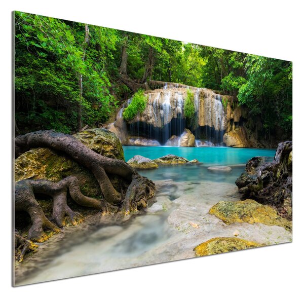 Sticlă bucătărie Cascada din pădure