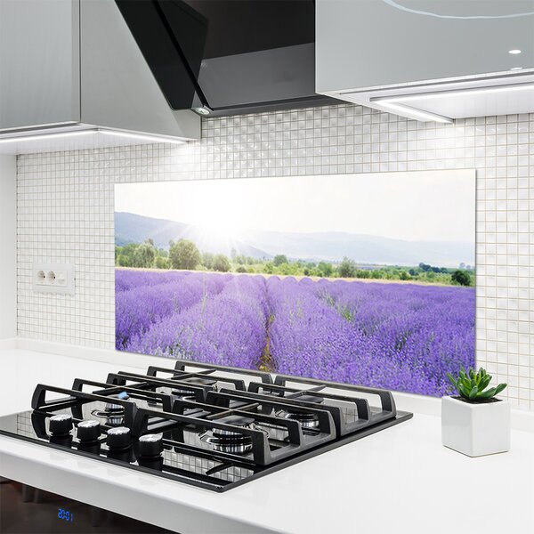 Panou sticla bucatarie Flori Meadow Natura Purple