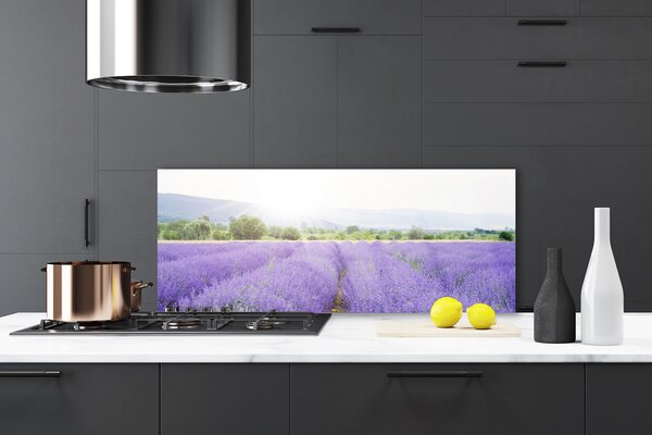 Panou sticla bucatarie Flori Meadow Natura Purple