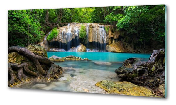 Sticlă bucătărie Cascada din pădure