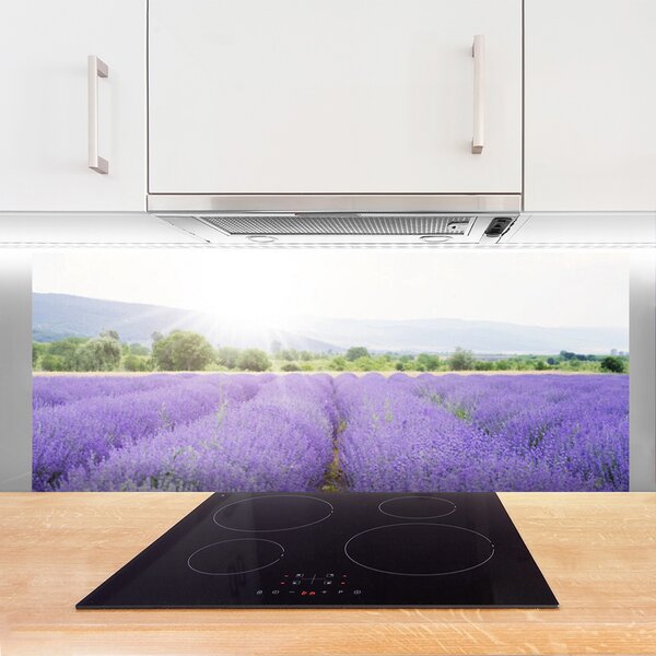 Panou sticla bucatarie Flori Meadow Natura Purple