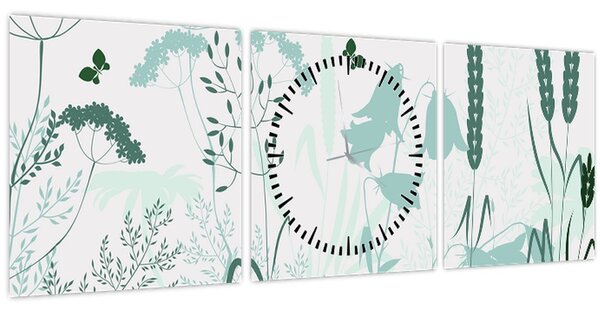 Tablou - Vector pajiște (cu ceas) (90x30 cm)