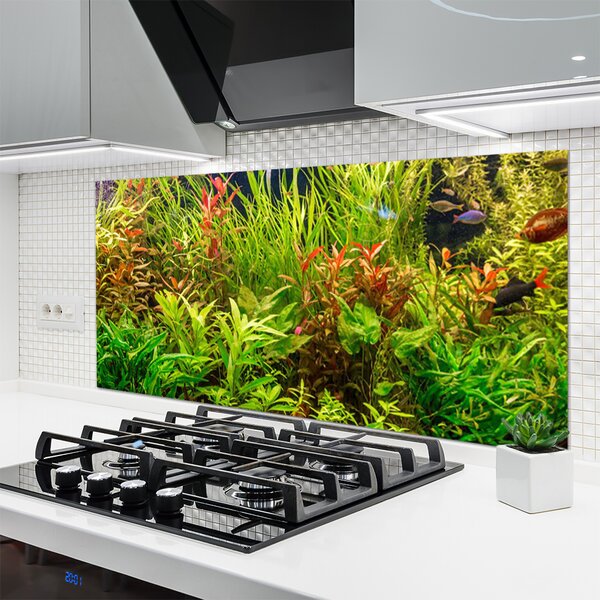 Panou sticla bucatarie Plante Floral Verde Maro