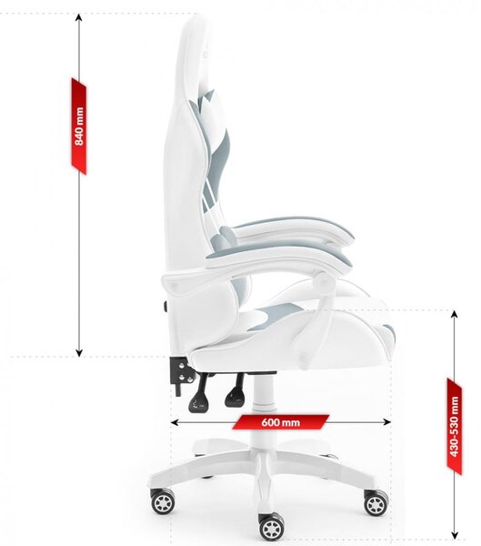 Scaun de gaming alb-gri HC RAINBOW