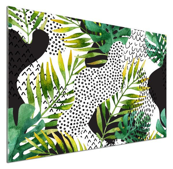 Sticlă printata bucătărie frunze tropicale