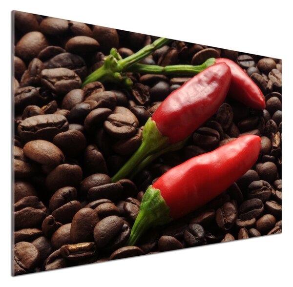 Panou sticlă decorativa bucătărie Chilli și cafea