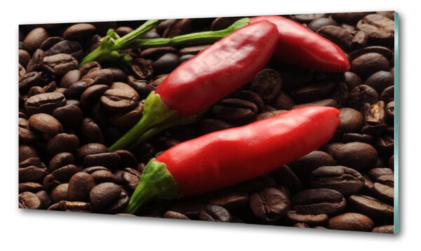 Panou sticlă decorativa bucătărie Chilli și cafea