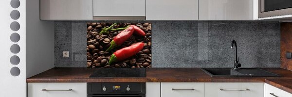 Panou sticlă decorativa bucătărie Chilli și cafea