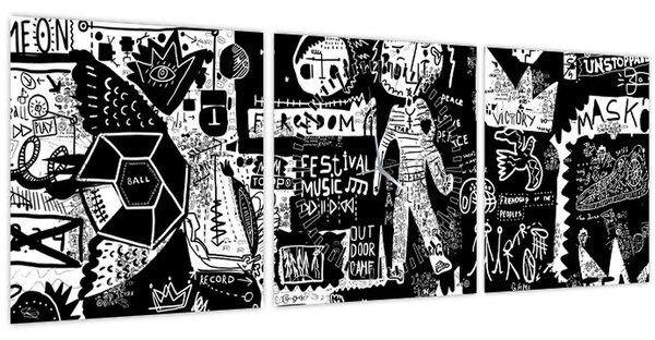 Tablou - Graffiti (cu ceas) (90x30 cm)