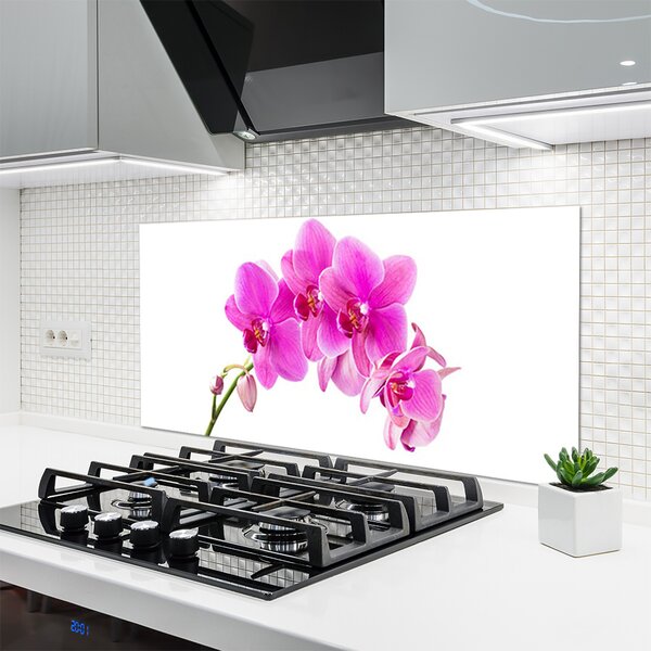 Panou sticla bucatarie Flori roz Floral