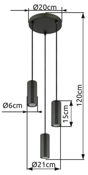 Lustră pe cablu Globo 57918-3H JAMES 3xGU10/25W/230V