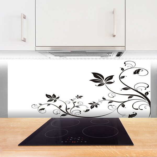 Panou sticla bucatarie Abstract Art Alb Negru