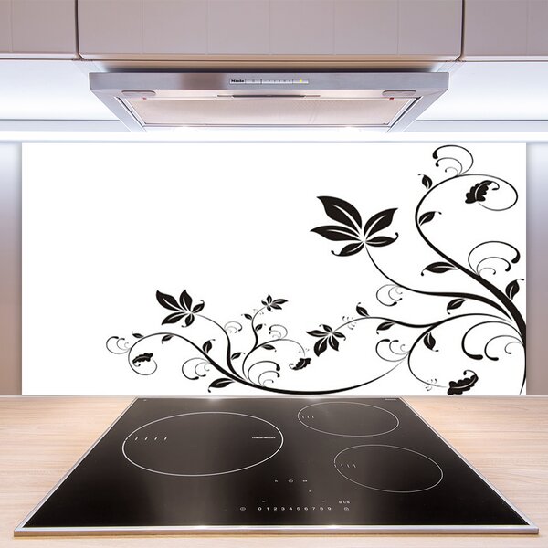 Panou sticla bucatarie Abstract Art Alb Negru