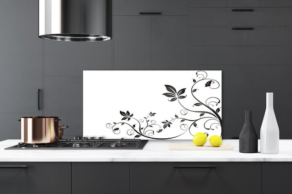 Panou sticla bucatarie Abstract Art Alb Negru