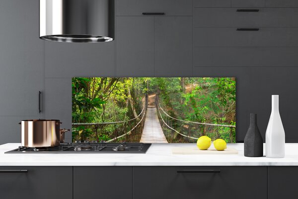 Panou sticla bucatarie Podul Natural Pădurea Verde Maro