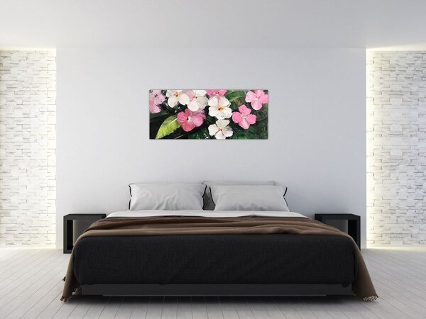 Tablou - Flori roz și albe (120x50 cm)