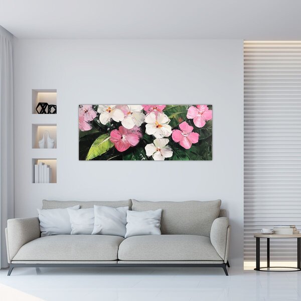Tablou - Flori roz și albe (120x50 cm)