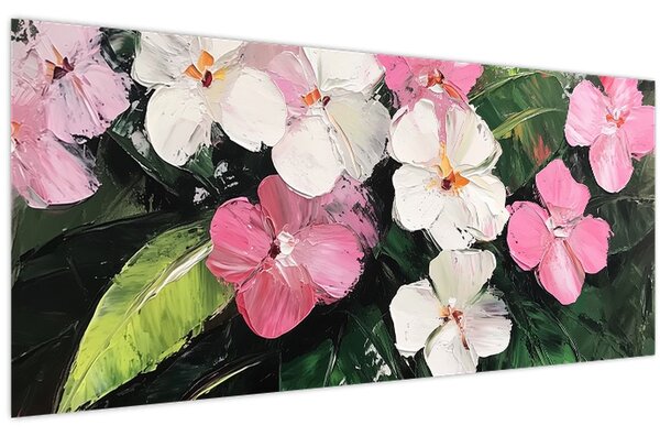 Tablou - Flori roz și albe (120x50 cm)