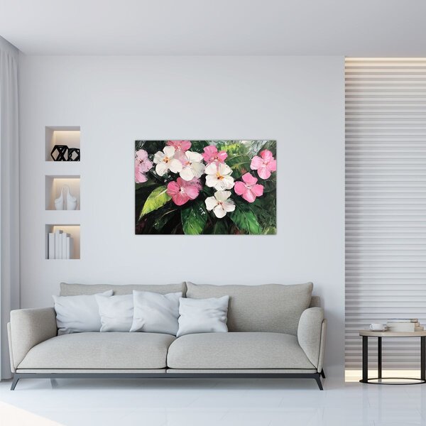 Tablou - Flori roz și albe (90x60 cm)