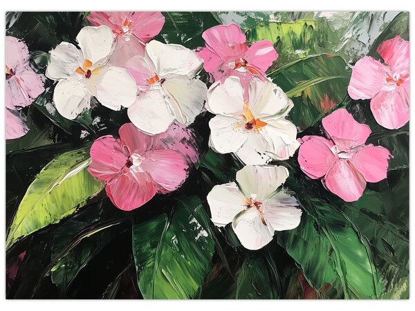 Tablou - Flori roz și albe (70x50 cm)