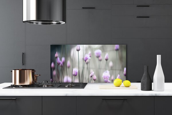 Panou sticla bucatarie Flori Floral Roz Gri