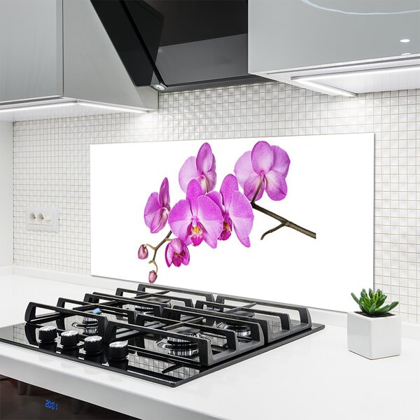 Panou sticla bucatarie Flori roz Floral