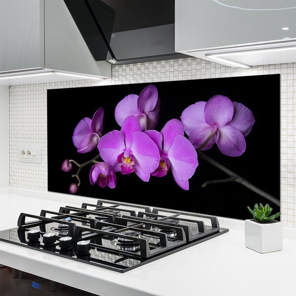 Panou sticla bucatarie Flori roz Floral