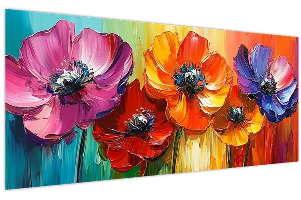 Tablou - Cinci flori colorate (120x50 cm)