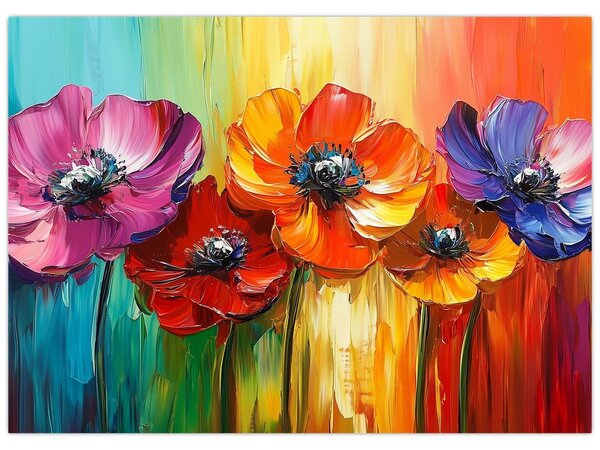 Tablou - Cinci flori colorate (70x50 cm)