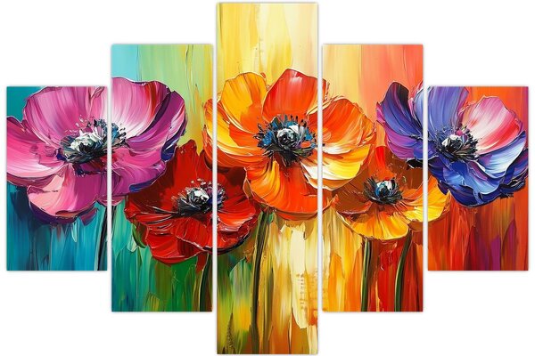 Tablou - Cinci flori colorate (150x105 cm)