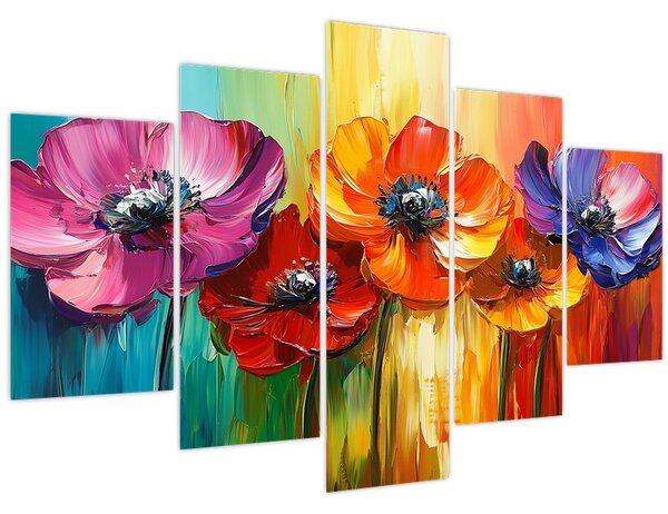 Tablou - Cinci flori colorate (150x105 cm)