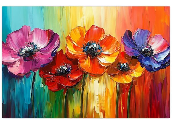 Tablou - Cinci flori colorate (90x60 cm)