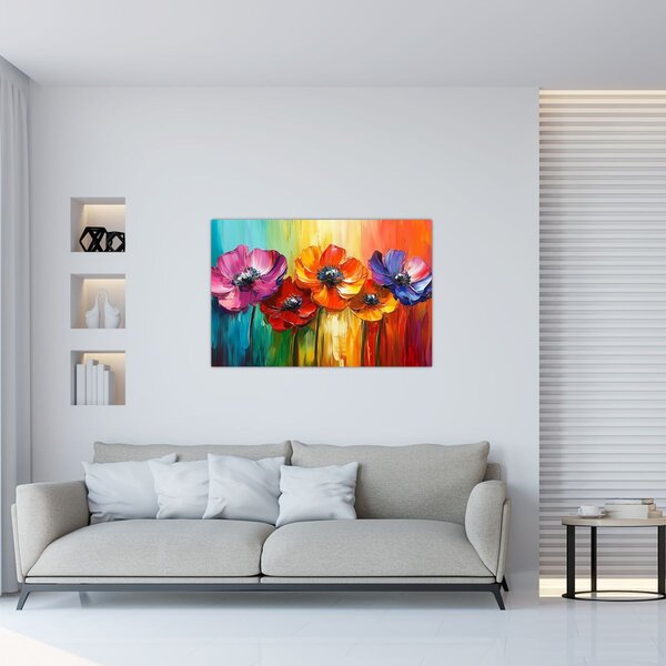 Tablou - Cinci flori colorate (90x60 cm)