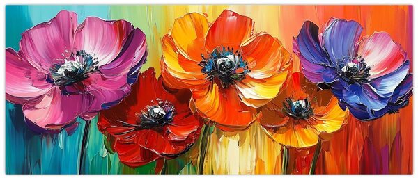 Tablou - Cinci flori colorate (120x50 cm)