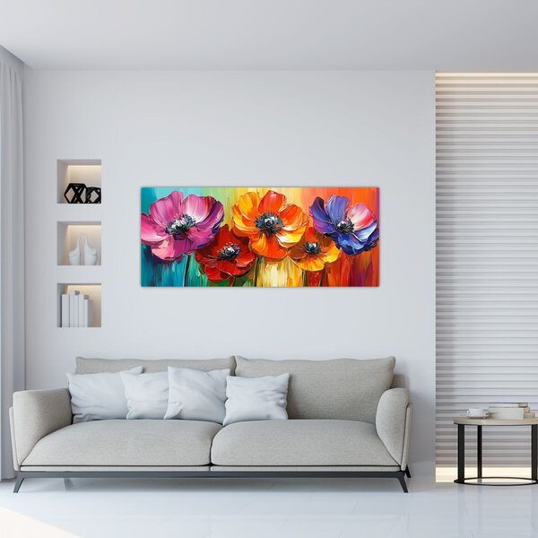 Tablou - Cinci flori colorate (120x50 cm)