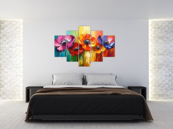Tablou - Cinci flori colorate (150x105 cm)