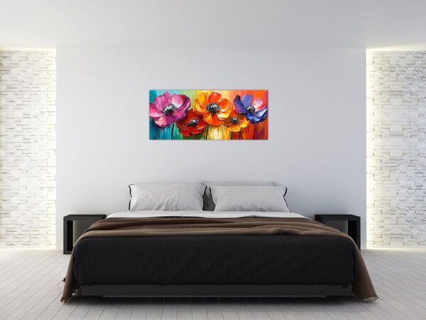 Tablou - Cinci flori colorate (120x50 cm)