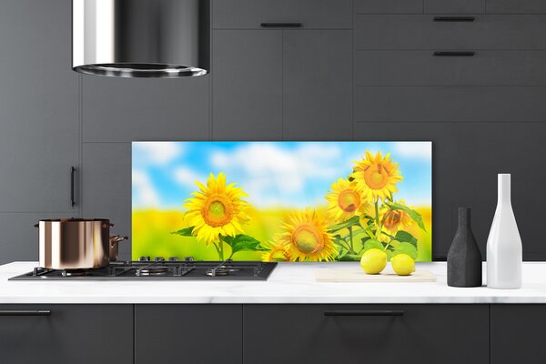Panou sticla bucatarie Floarea soarelui Floral Galben