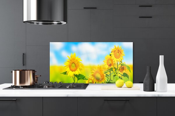 Panou sticla bucatarie Floarea soarelui Floral Galben