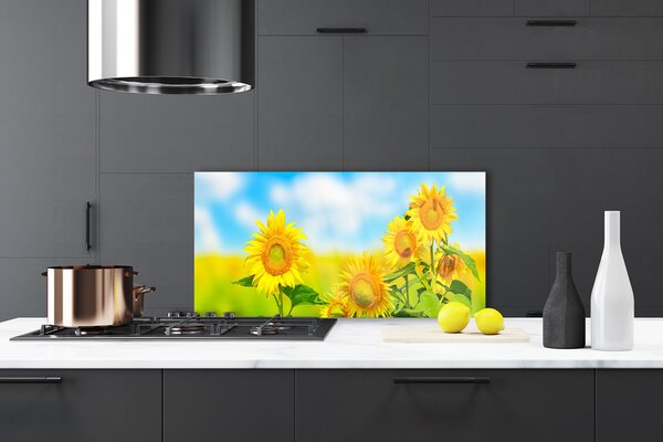 Panou sticla bucatarie Floarea soarelui Floral Galben