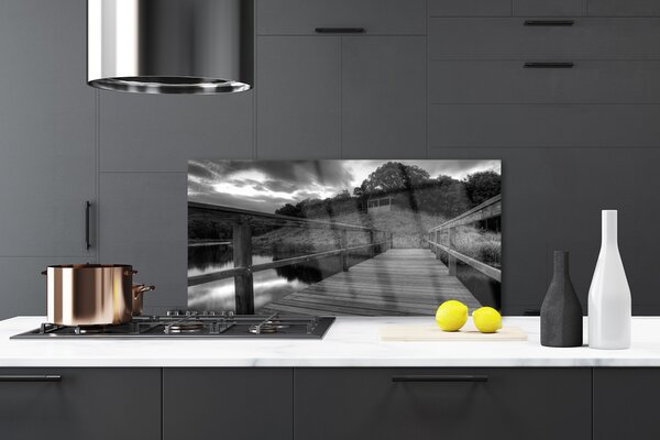 Panou sticla bucatarie Podul Lacul Arhitectura Gray