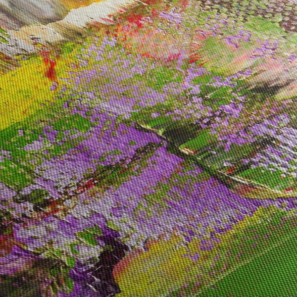 Tablou cu abstracție - pictura (cu ceas) (90x30 cm)