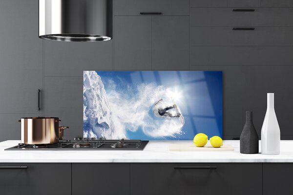 Panou sticla bucatarie Sporturi de iarnă Zapada Art White
