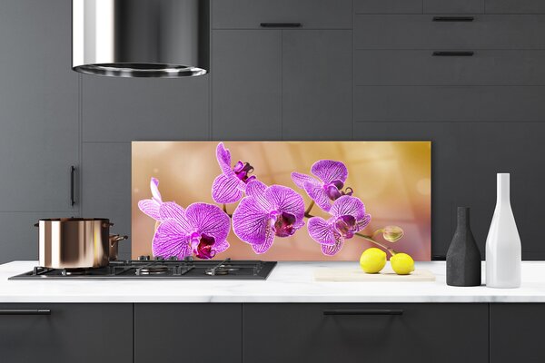 Panou sticla bucatarie Flori roz Floral