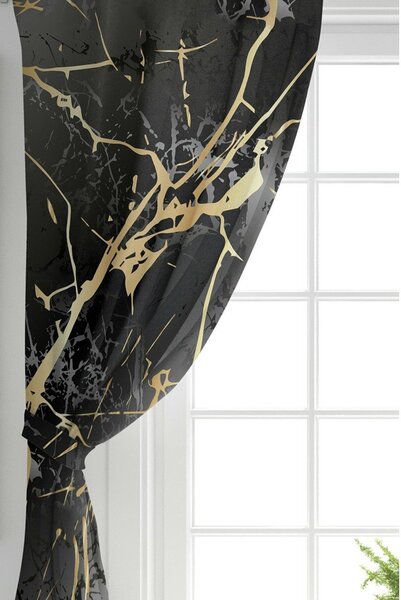 Draperii negre-aurii 2 buc. 140x260 cm – Mila Home
